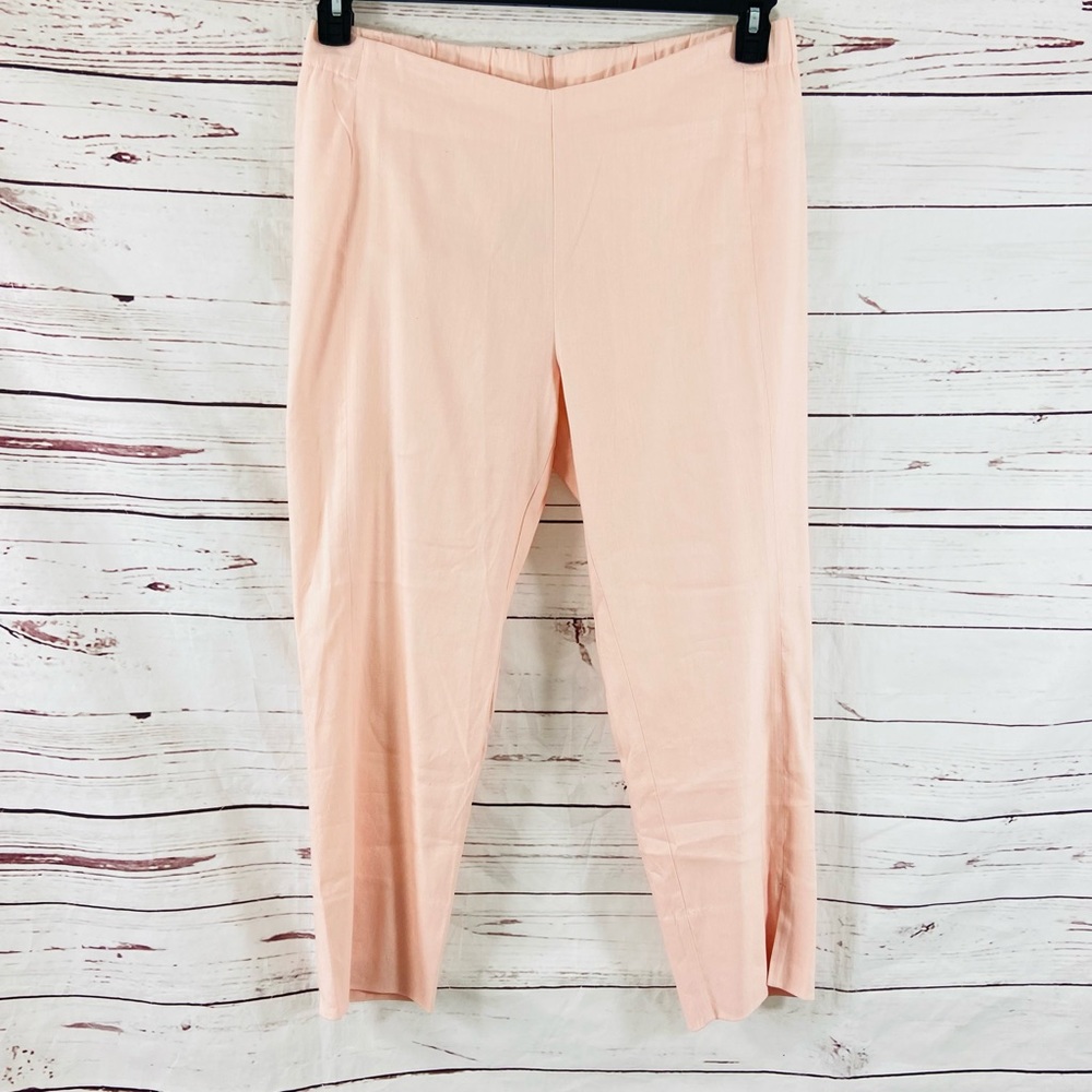 J. Jill‎ Pants Women’s Medium Pink Straight Leg Capris Linen Blend Stretch